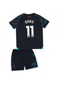 Manchester City Jeremy Doku #11 Jalkapallovaatteet Lasten Kolmas peliasu 2023-24 Lyhythihainen (+ Lyhyet housut)